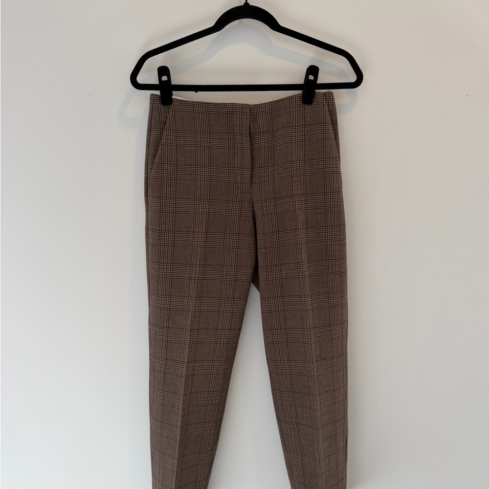 Women’s Brown Cropped Plaid Dress Pants